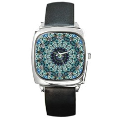 Pattern Abstract Background Art Square Metal Watch by Celenk