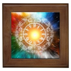 Universe Galaxy Sun Clock Time Framed Tiles by Celenk