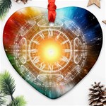 Universe Galaxy Sun Clock Time Ornament (Heart) Front