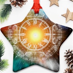 Universe Galaxy Sun Clock Time Ornament (star)