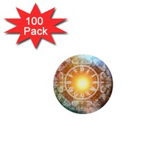 Universe Galaxy Sun Clock Time 1  Mini Magnets (100 Pack)  by Celenk