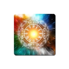 Universe Galaxy Sun Clock Time Square Magnet by Celenk