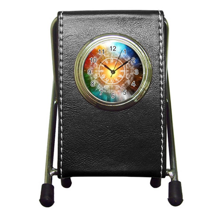 Universe Galaxy Sun Clock Time Pen Holder Desk Clock