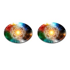 Universe Galaxy Sun Clock Time Cufflinks (oval) by Celenk