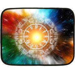 Universe Galaxy Sun Clock Time Fleece Blanket (mini) by Celenk