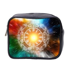 Universe Galaxy Sun Clock Time Mini Toiletries Bag (two Sides) by Celenk