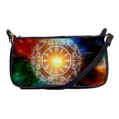 Universe Galaxy Sun Clock Time Shoulder Clutch Bag by Celenk