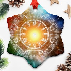 Universe Galaxy Sun Clock Time Ornament (snowflake)