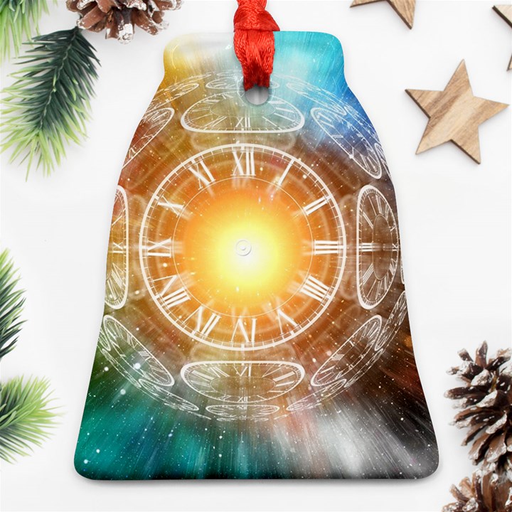 Universe Galaxy Sun Clock Time Bell Ornament (Two Sides)