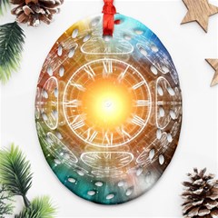 Universe Galaxy Sun Clock Time Ornament (oval Filigree)