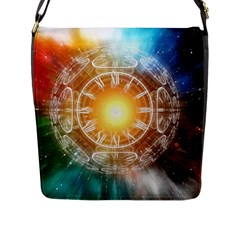 Universe Galaxy Sun Clock Time Flap Closure Messenger Bag (l) by Celenk