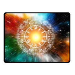 Universe Galaxy Sun Clock Time Double Sided Fleece Blanket (small)  by Celenk