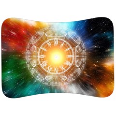 Universe Galaxy Sun Clock Time Velour Seat Head Rest Cushion by Celenk