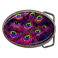 Peacock Feathers Color Plumage Belt Buckles by Celenk