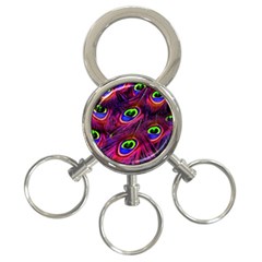 Peacock Feathers Color Plumage 3-ring Key Chains by Celenk