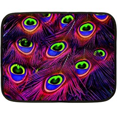 Peacock Feathers Color Plumage Double Sided Fleece Blanket (mini)  by Celenk