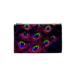 Peacock Feathers Color Plumage Cosmetic Bag (Small) Front