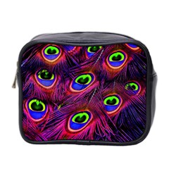 Peacock Feathers Color Plumage Mini Toiletries Bag (two Sides) by Celenk