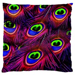 Peacock Feathers Color Plumage Large Cushion Case (one Side) by Celenk