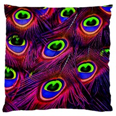 Peacock Feathers Color Plumage Standard Flano Cushion Case (two Sides) by Celenk