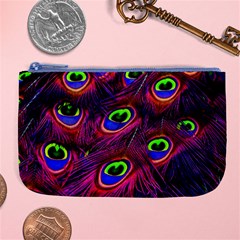 Peacock Feathers Color Plumage Large Coin Purse by Celenk