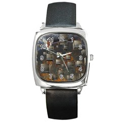 Background Metal Pattern Texture Square Metal Watch