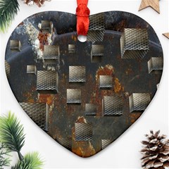 Background Metal Pattern Texture Heart Ornament (two Sides)