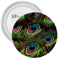 Peacock Feathers Color Plumage 3  Buttons by Celenk