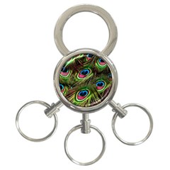 Peacock Feathers Color Plumage 3-ring Key Chains by Celenk