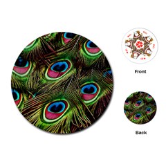 Peacock Feathers Color Plumage Playing Cards (round) by Celenk