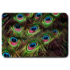 Peacock Feathers Color Plumage Large Doormat  by Celenk