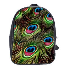 Peacock Feathers Color Plumage School Bag (large)