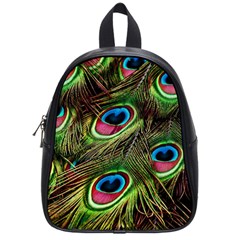 Peacock Feathers Color Plumage School Bag (small) by Celenk