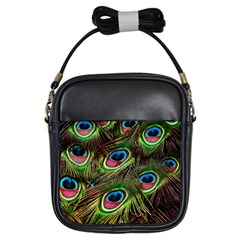 Peacock Feathers Color Plumage Girls Sling Bag by Celenk