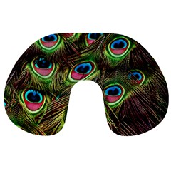 Peacock Feathers Color Plumage Travel Neck Pillows by Celenk