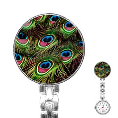 Peacock Feathers Color Plumage Stainless Steel Nurses Watch by Celenk