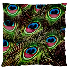 Peacock Feathers Color Plumage Standard Flano Cushion Case (two Sides) by Celenk