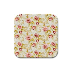 Background Pattern Flower Spring Rubber Square Coaster (4 Pack)  by Celenk