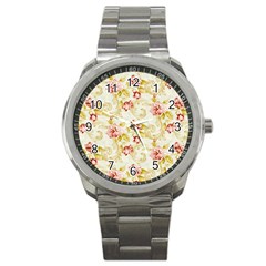 Background Pattern Flower Spring Sport Metal Watch by Celenk