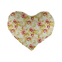 Background Pattern Flower Spring Standard 16  Premium Flano Heart Shape Cushions by Celenk