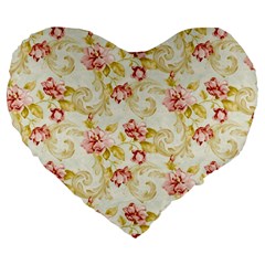 Background Pattern Flower Spring Large 19  Premium Flano Heart Shape Cushions by Celenk