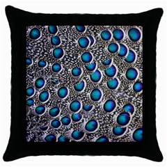 Peacock Pattern Close Up Plumage Throw Pillow Case (black) by Celenk