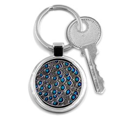 Peacock Pattern Close Up Plumage Key Chains (round)  by Celenk