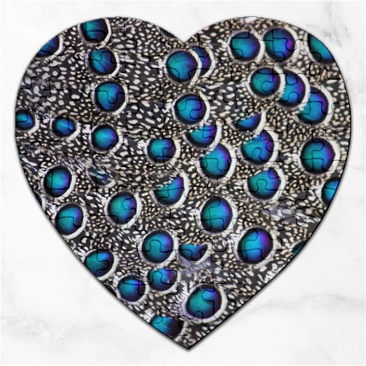 Peacock Pattern Close Up Plumage Jigsaw Puzzle (Heart)