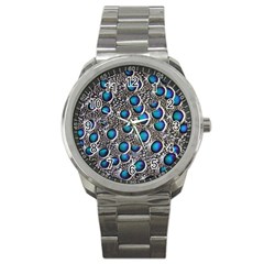 Peacock Pattern Close Up Plumage Sport Metal Watch by Celenk