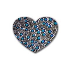 Peacock Pattern Close Up Plumage Heart Coaster (4 Pack) 