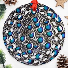 Peacock Pattern Close Up Plumage Ornament (round Filigree)