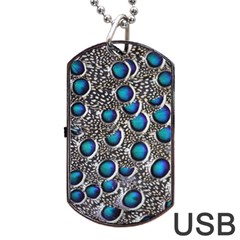 Peacock Pattern Close Up Plumage Dog Tag Usb Flash (one Side) by Celenk