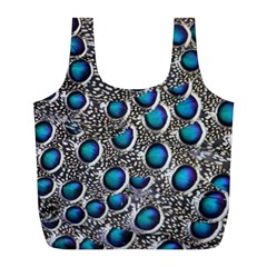 Peacock Pattern Close Up Plumage Full Print Recycle Bag (l)