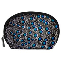 Peacock Pattern Close Up Plumage Accessory Pouch (large) by Celenk